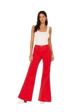 Wrangler The Wanderer High Rise Flare 622 Red Corduroy Sz 30/32 NWT